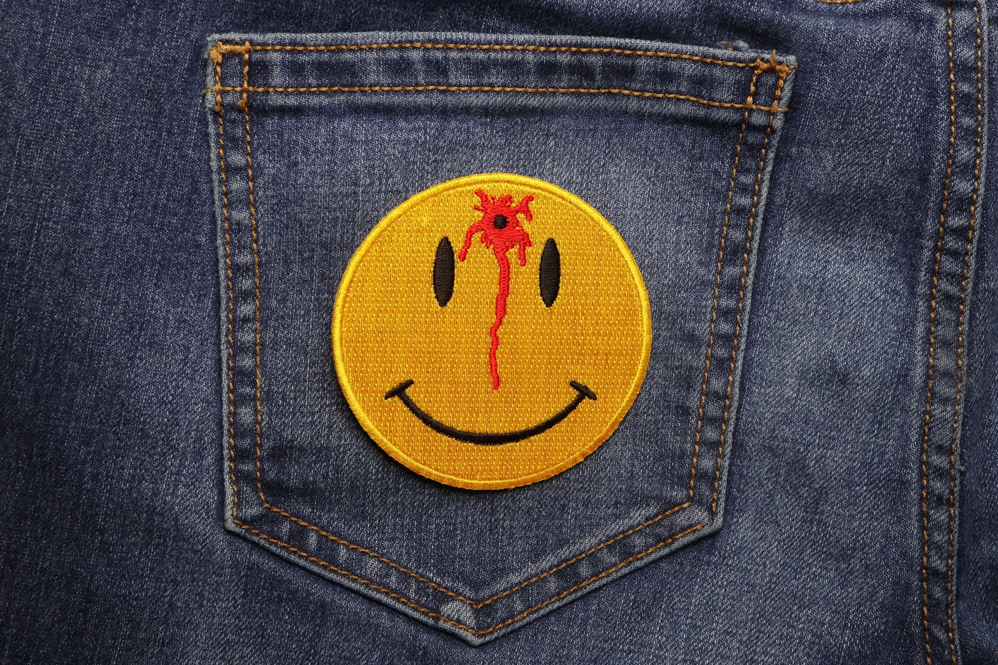 Shot Smiley Funny Iron-on Patch ( 3 x 3 inche )